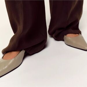 New Zara leather slingback shoes in taupe gray - US 7.5